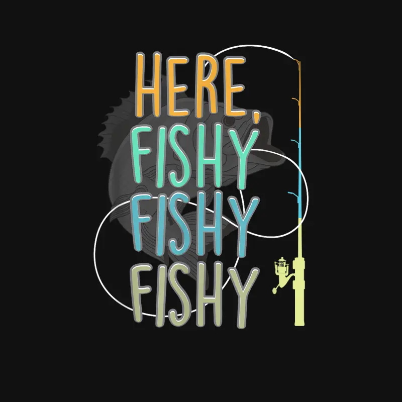 Here Fishy Fisherman Fishing Rod Fish Fishing Saying Angler Baby Onesie