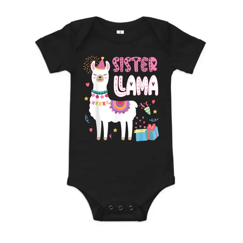 Sister Llama Sister Of The Birthday Llama Birthday Baby Onesie