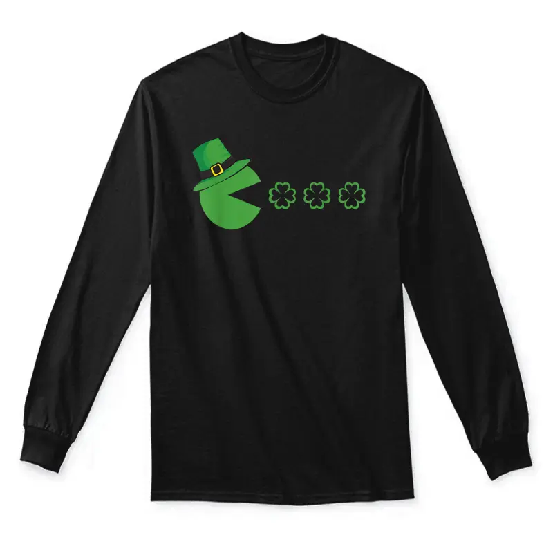 St Patricks Day Leprechaun Eat Clovers Funny Boys Girls Kids Unisex Long Sleeve T-Shirt