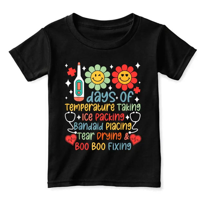 100 Days Of Temperature Taking Happy 100 Day Of School Nurse Toddler Staple T-Shirt