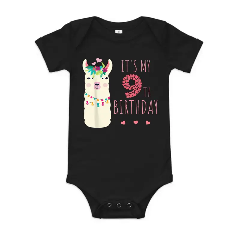 It's My 9Th Birthday Nine Year Old Girl Birthday Cute Llama Baby Onesie