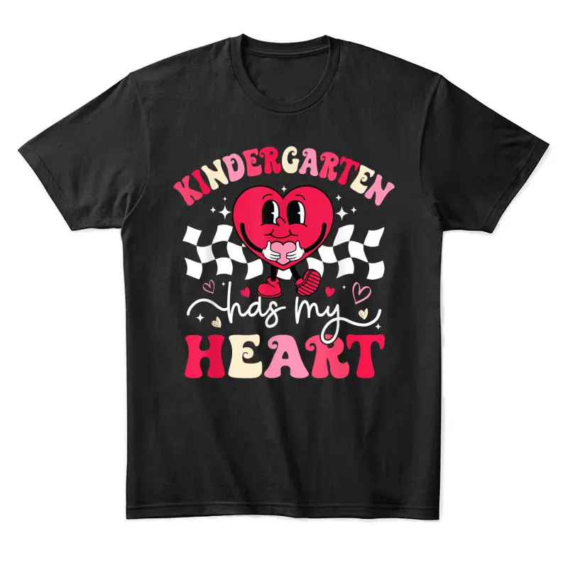 Groovy Kindergarten Has My Heart Teacher Valentine's Day Unisex Staple T-Shirt