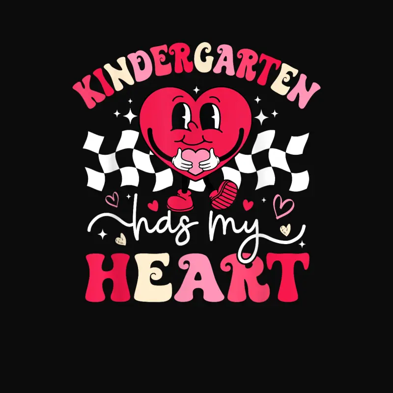 Groovy Kindergarten Has My Heart Teacher Valentine's Day Unisex Staple T-Shirt
