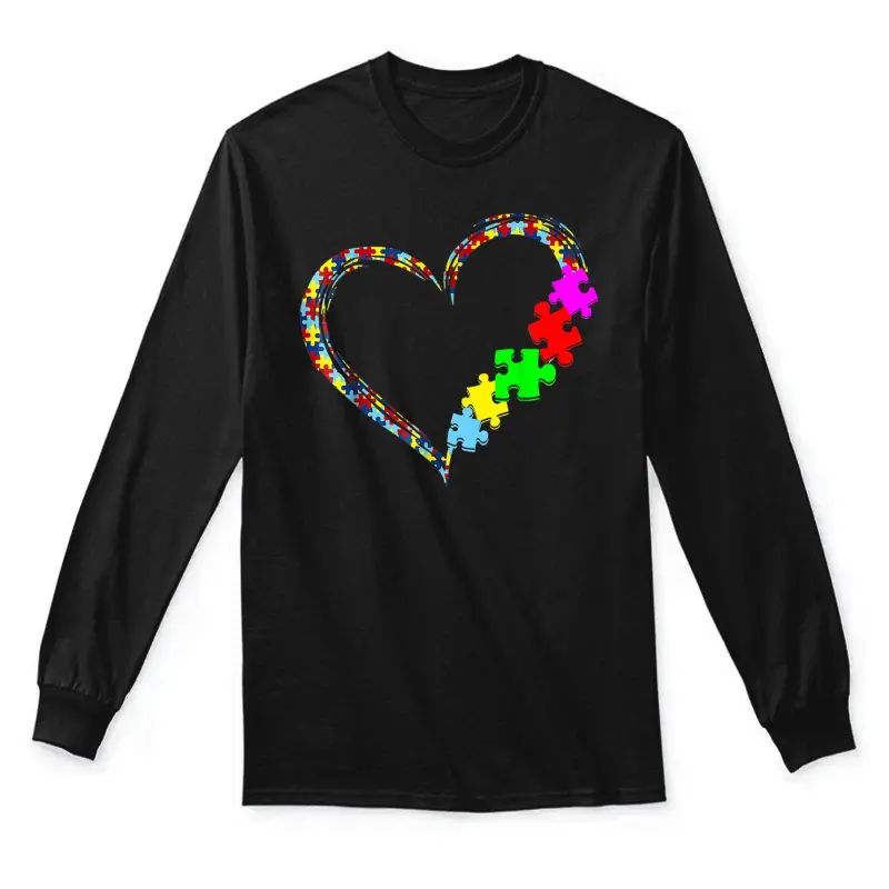 Autism Awareness Love Heart Puzzle Piece Gift Men Women Unisex Long Sleeve T-Shirt