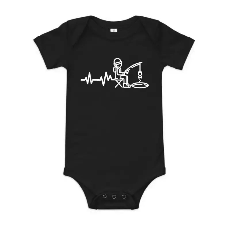 Ice Fishing Heartbeat Baby Onesie