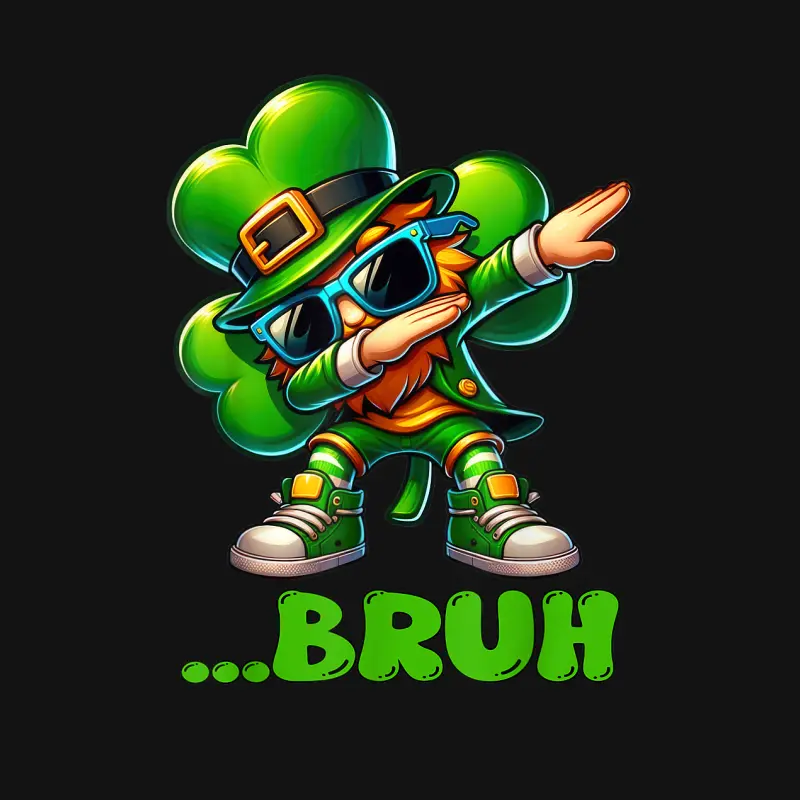 Bruh Dab Leprechaun Funny Kids Boys Mens St Patrick Day Youth Staple T-Shirt
