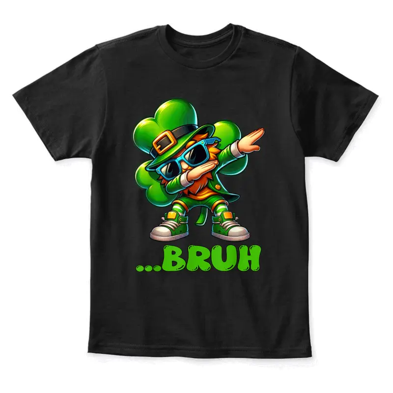 Bruh Dab Leprechaun Funny Kids Boys Mens St Patrick Day Youth Staple T-Shirt
