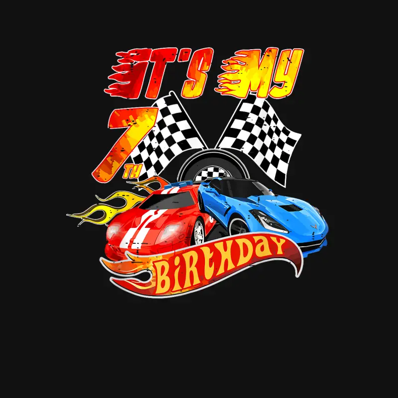 It's My 7Th Birthday Kid 7 Year Old Race Car Birthday Racing Baby Onesie