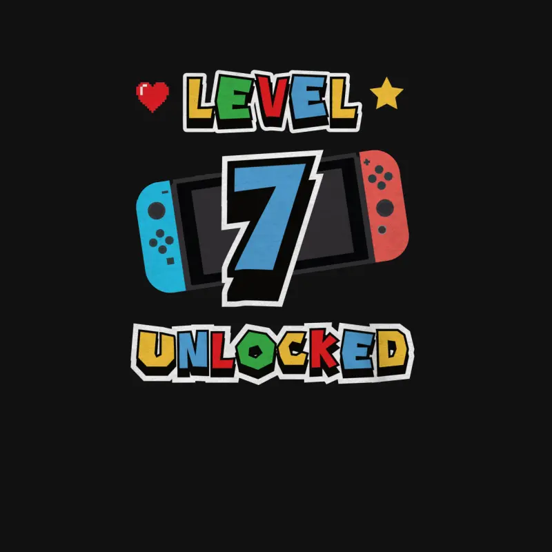 Level 7 Unlocked 7Th Birthday Kids Video Game 7 Years Old Baby Onesie