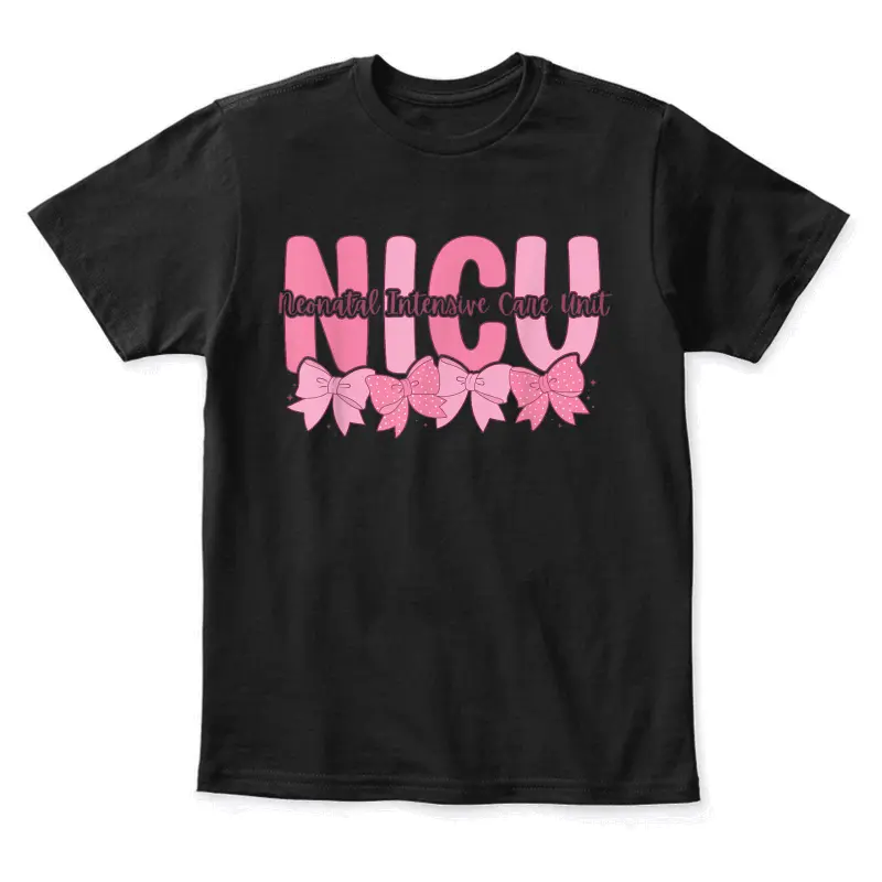 Coquette Nicu Nurse Pink Bow Neonatal Intensive Care Unit Youth Staple T-Shirt