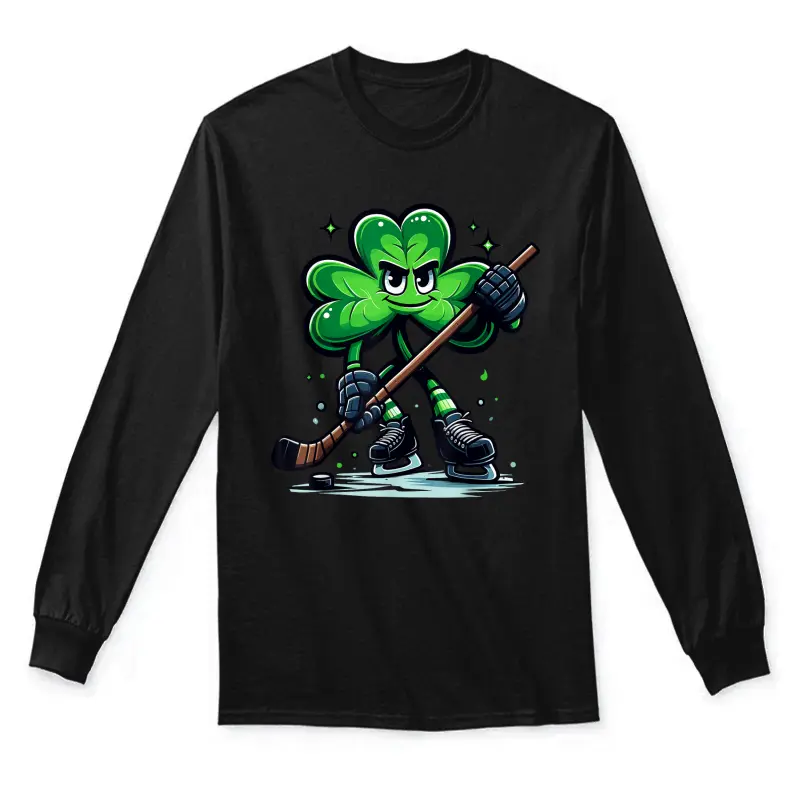 Hockey Lovers Players St Patricks Day Shamrock Men Women Boy Unisex Long Sleeve T-Shirt