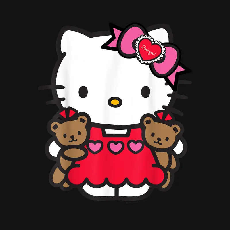 Hello Kitty Valentine Teddy Bear Tee Shirt Unisex Long Sleeve T-Shirt