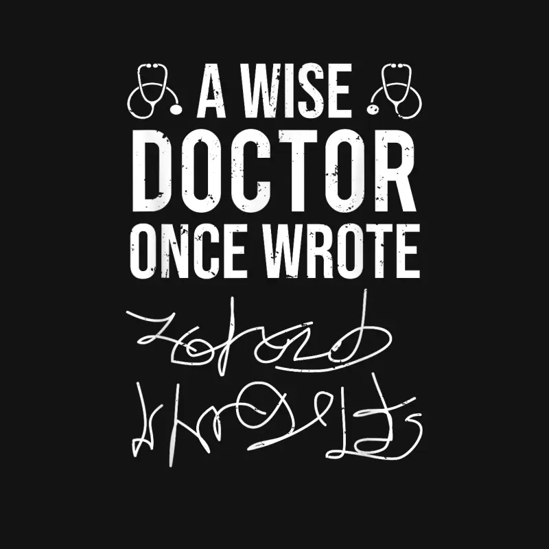 A Wise Doctor Once Wrote Medical Doctor Handwriting Funny Youth Staple T-Shirt
