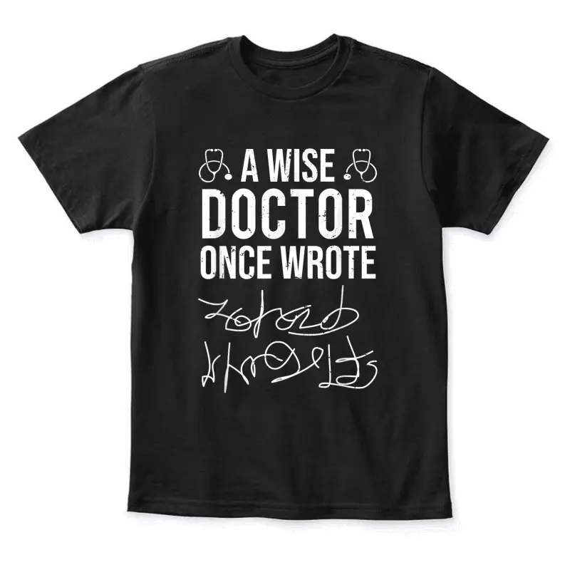 A Wise Doctor Once Wrote Medical Doctor Handwriting Funny Youth Staple T-Shirt