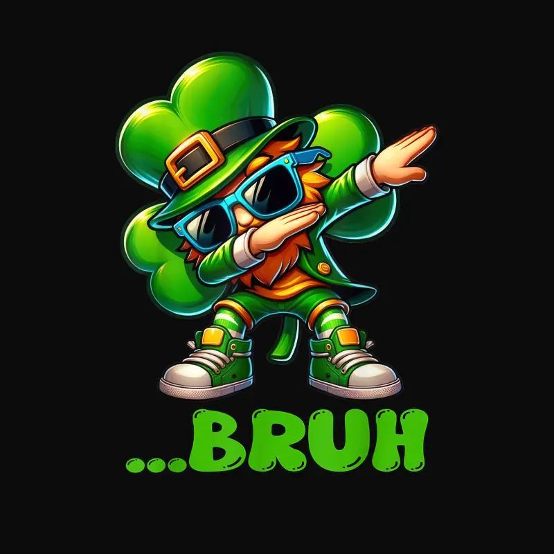 Bruh Dab Leprechaun Funny Kids Boys Mens St Patrick Day Unisex Staple T-Shirt