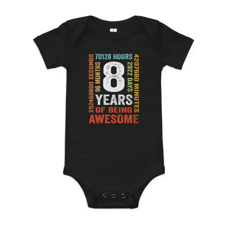 8Th Birthday 8 Years Old Vintage Retro 96 Months Baby Onesie
