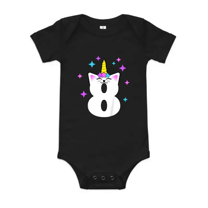 Kids 8 Year Old Cat Unicorn Caticorn 8Th Birthday Party Girls Baby Onesie