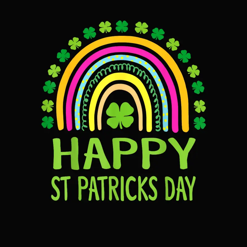 Happy St Saint Patrick's Day Rainbow Girls Kids Toddler Staple T-Shirt