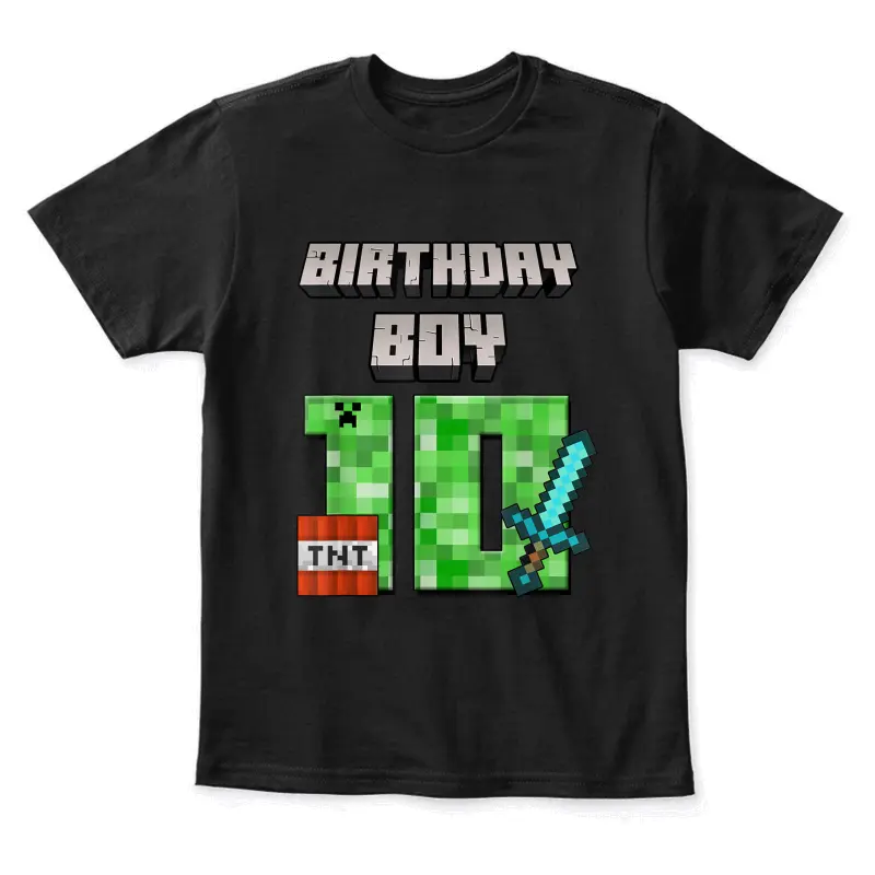 10Th Birthday Video Gamer Pixel Birthday 10 Years Old Boys Youth Staple T-Shirt