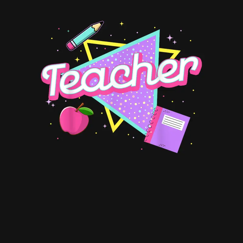 Cute Teacher Shirt 80'S 90'S Style Retro Old School Teacher Youth Staple T-Shirt