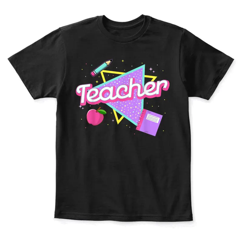 Cute Teacher Shirt 80'S 90'S Style Retro Old School Teacher Youth Staple T-Shirt