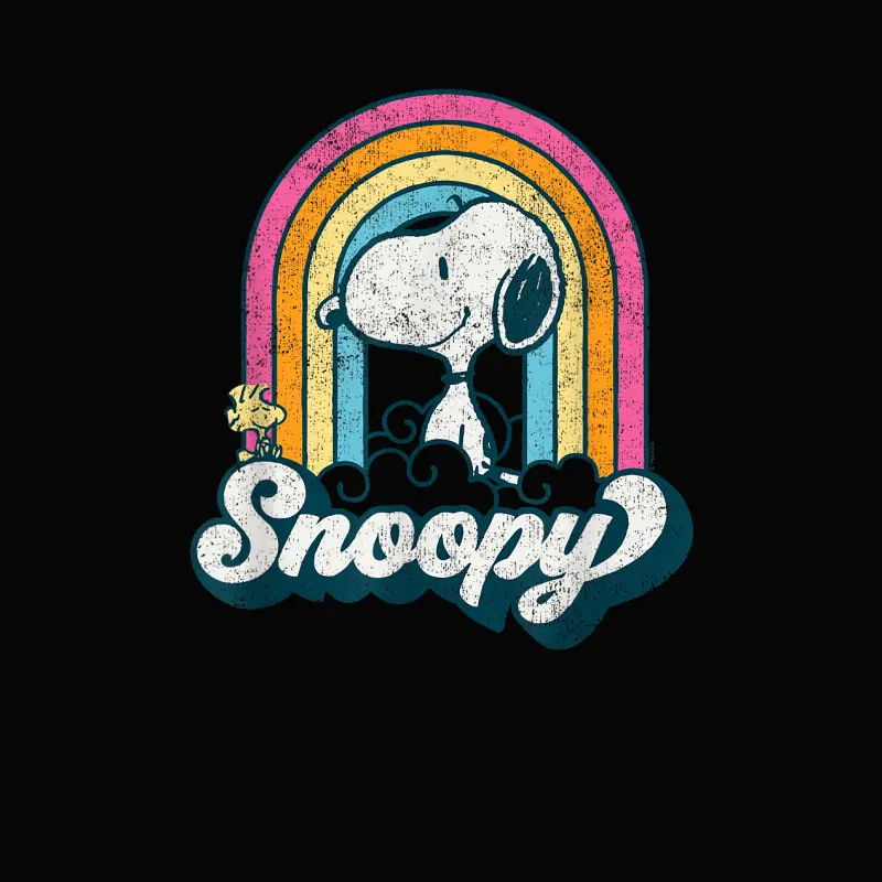 Peanuts - Snoopy Woodstock Retro Rainbow Cloud Toddler Staple T-Shirt