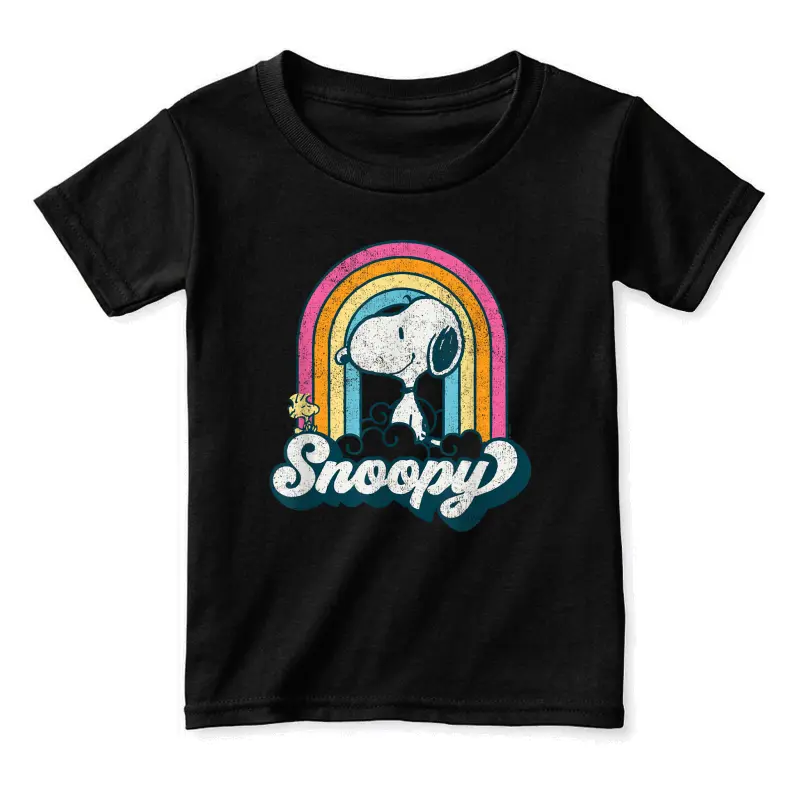 Peanuts - Snoopy Woodstock Retro Rainbow Cloud Toddler Staple T-Shirt