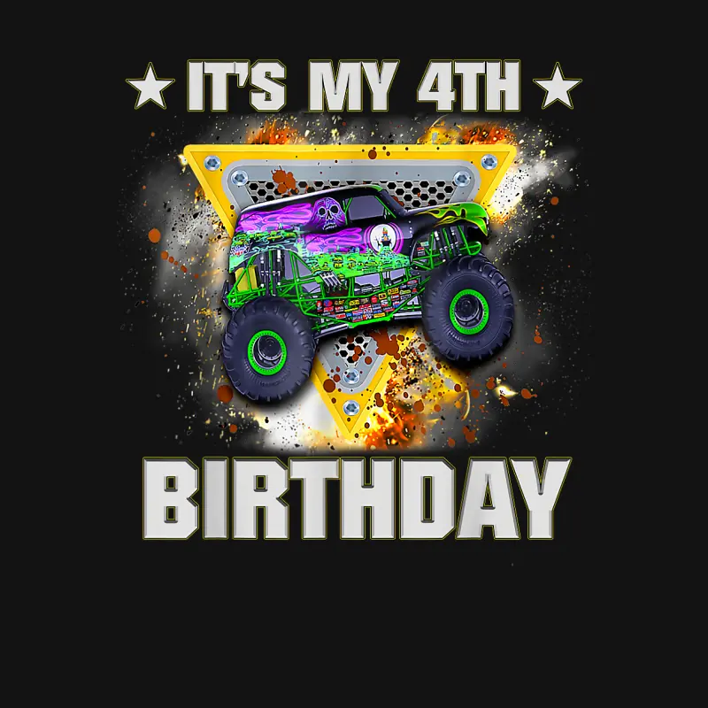 4 Year Old Shirt 4Th Birthday Boy Monster Truck Kids Boys Youth Staple T-Shirt