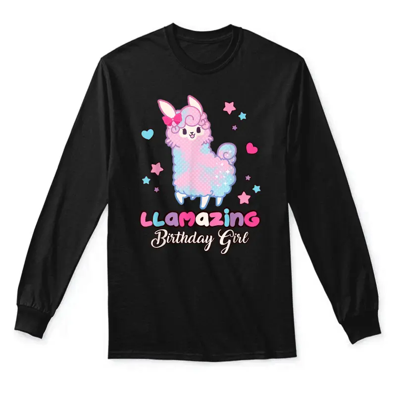 Llama Birthday Girl Llamazing Birthday Alpaca Llama Girl Unisex Long Sleeve T-Shirt