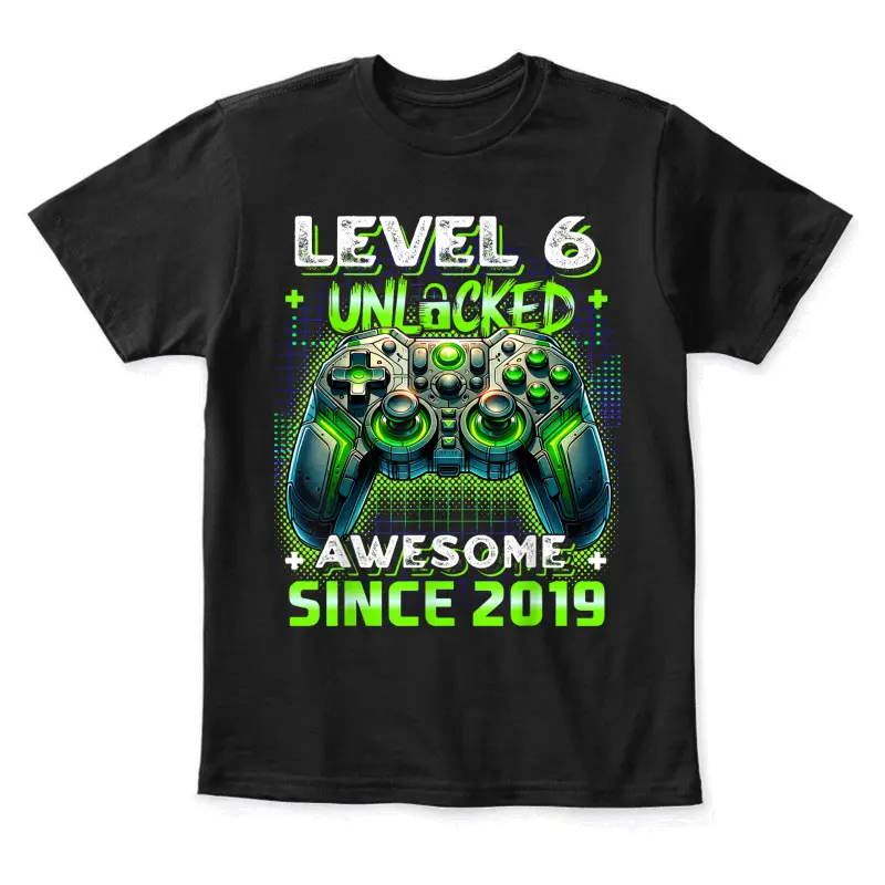 6Th Birthday Boy Level 6 Gamer 6 Year Video Game Party Youth Staple T-Shirt