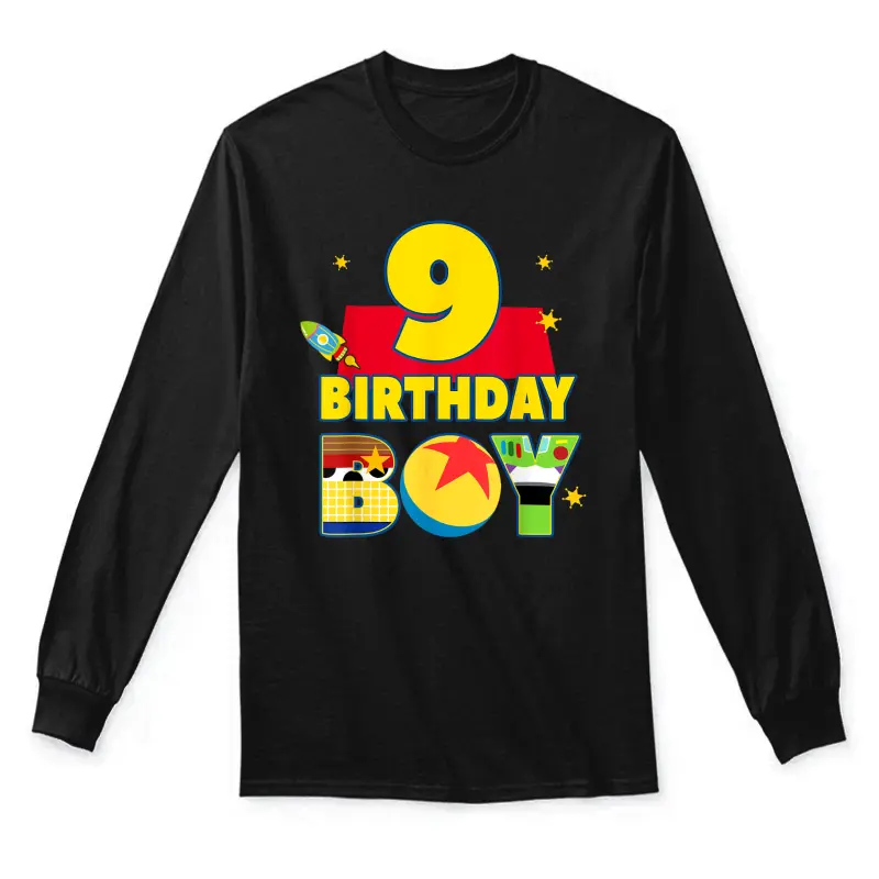 9Th Birthday Boy 9 Year Old Story Funny Toy Son B-Day Party Unisex Long Sleeve T-Shirt