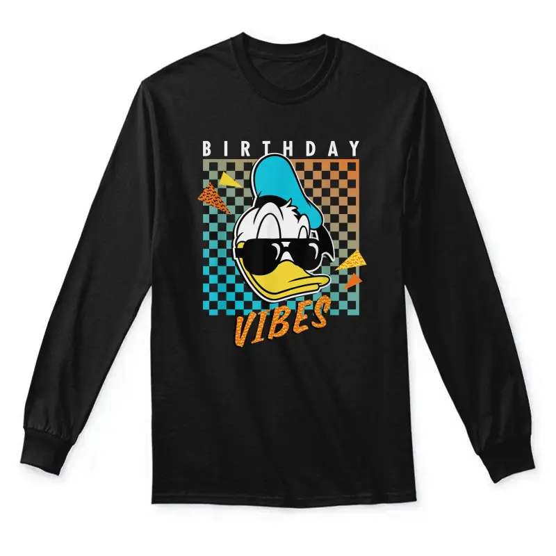Disney Donald Duck Birthday Vibes 80S Unisex Long Sleeve T-Shirt