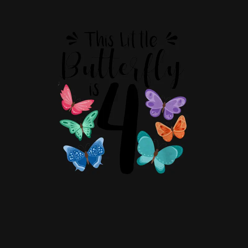 4 Year Old Butterfly Birthday Girls 4Th Girl Party Gift Youth Staple T-Shirt