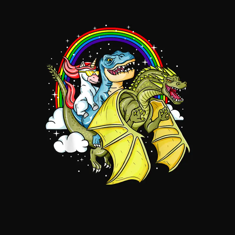 Unicorn T-Rex Dinosaur Dragon Fantasy Gift Unisex Staple T-Shirt