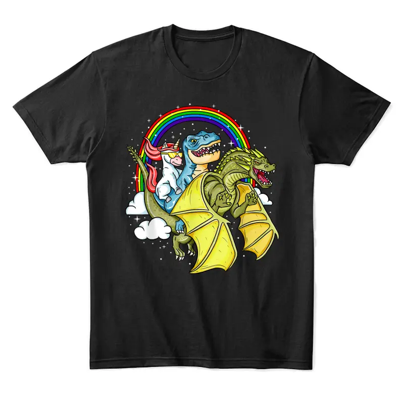 Unicorn T-Rex Dinosaur Dragon Fantasy Gift Unisex Staple T-Shirt
