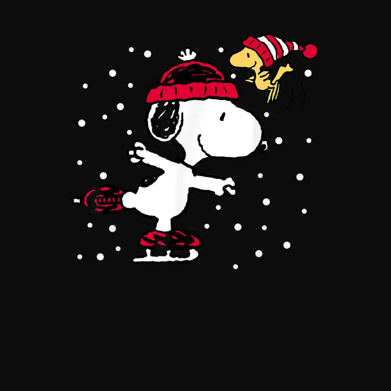 Peanuts Snoopy And Woodstock Skate Holiday Short Sleeve Unisex Staple T-Shirt