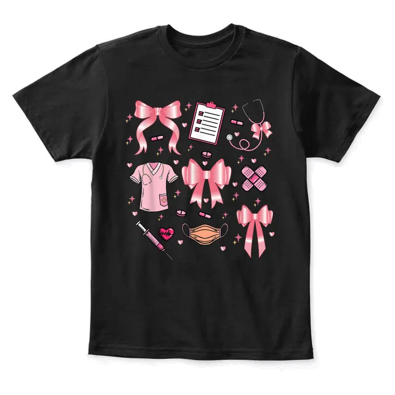 Nurse Coquette Bow Cute Nursing Student Gift Er Rn Matching Youth Staple T-Shirt