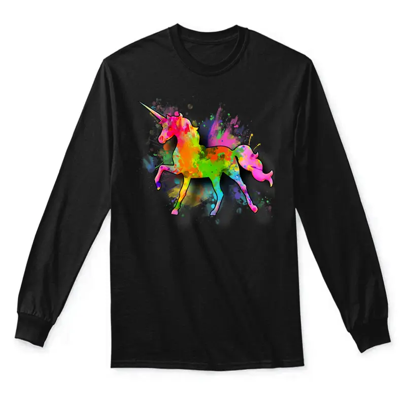 Colorful Retro Unicorn Gear For Men, Women & Kids Unisex Long Sleeve T-Shirt