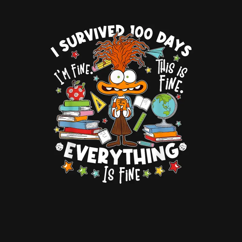 I Survived 100 Days, Im Fine This Is Fine Everything Is Fine Youth Staple T-Shirt
