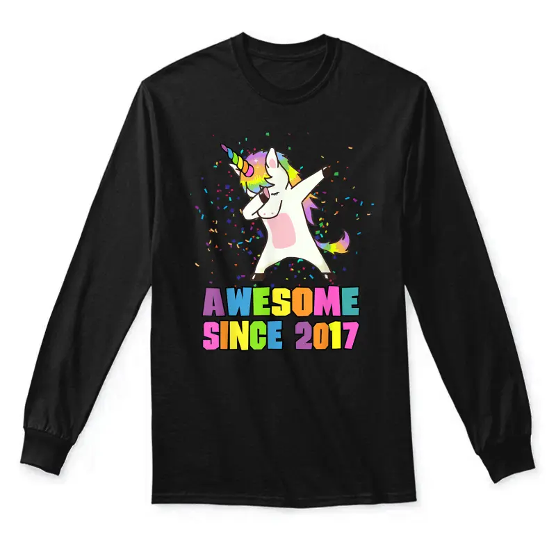 Awesome Since 2017 Unicorn Unisex Long Sleeve T-Shirt