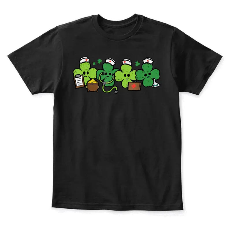 St Patricks Day Shamrock Nurses Saint Paddys Scrub Top Women Youth Staple T-Shirt