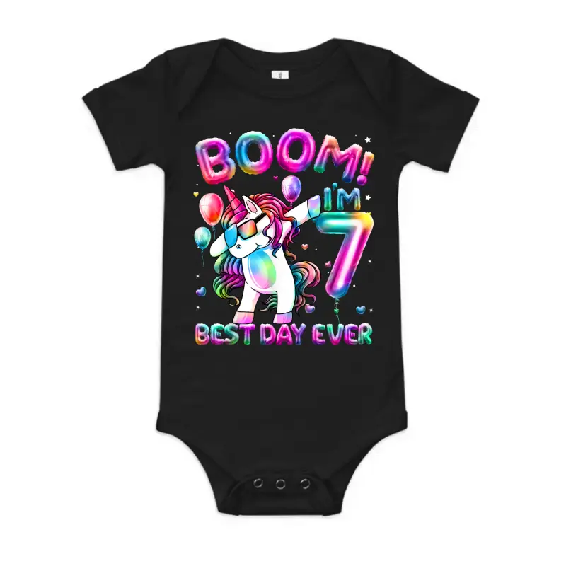 7 Years Old Dabbing Unicorn Gifts 7Th Birthday Girl Party Baby Onesie