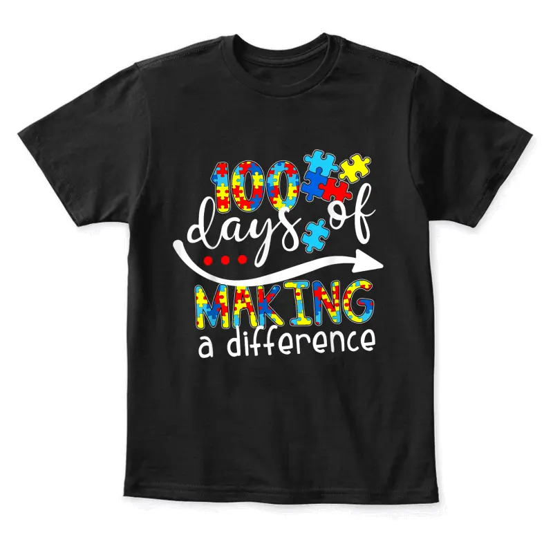 Autism 100 Days 100Th Day Of School Teacher Autism Awareness Youth Staple T-Shirt