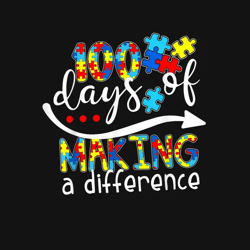 Autism 100 Days 100Th Day Of School Teacher Autism Awareness Youth Staple T-Shirt