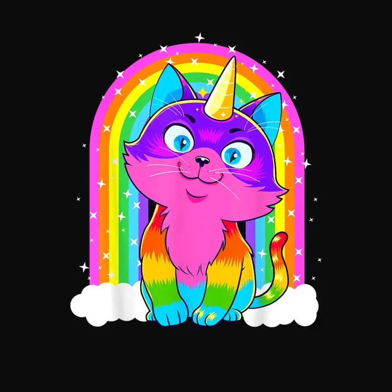 Caticorn Unicorn Cat Rainbow Kittycorn Kitty Gift Girl Women Unisex Staple T-Shirt