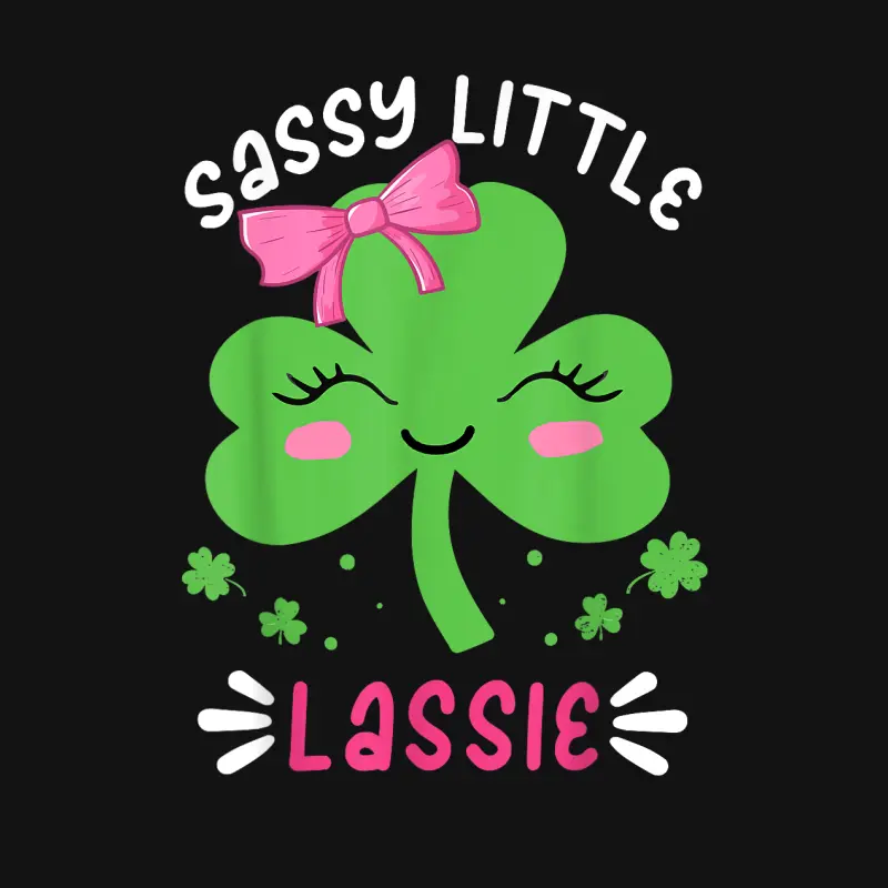 St Patricks Day Sassy Little Lassie Funny Kids Girl Youth Staple T-Shirt