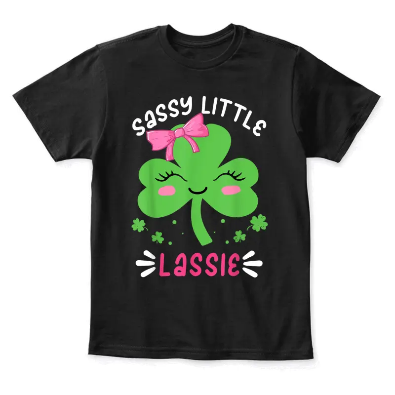 St Patricks Day Sassy Little Lassie Funny Kids Girl Youth Staple T-Shirt