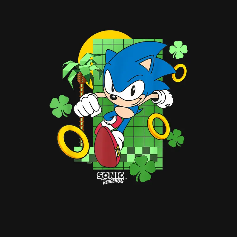 Sonic The Hedgehog St. Patrick's Day Running Through Clovers Unisex Long Sleeve T-Shirt