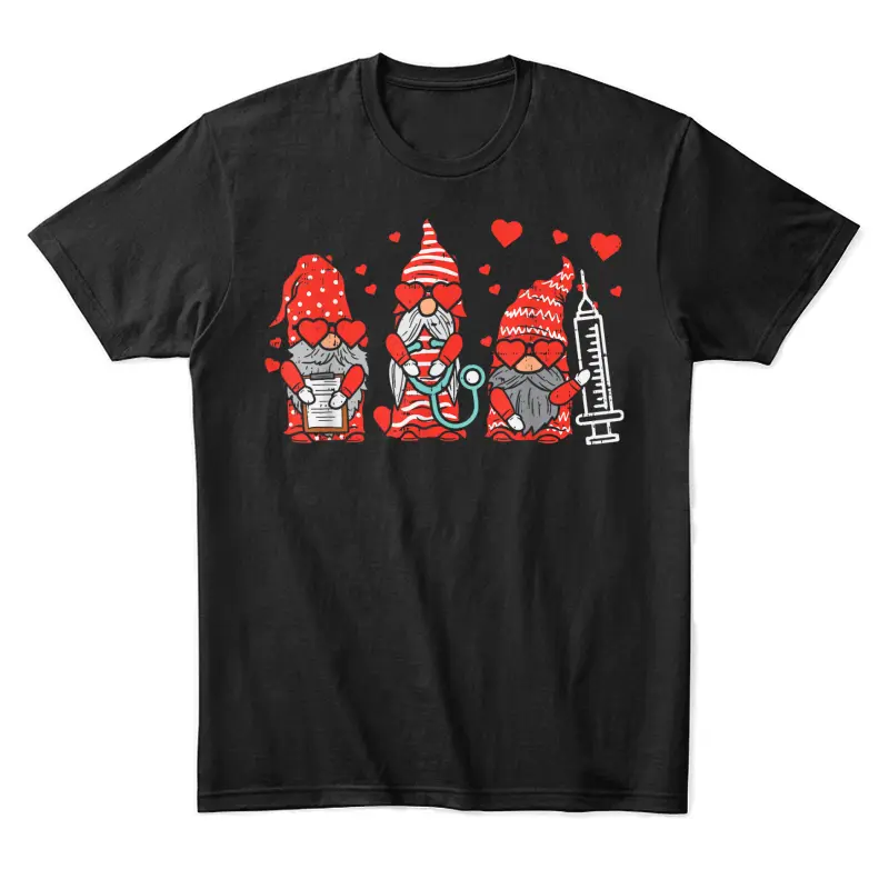 Gnome Nurse Scrub Valentine Rn Icu Er Valentines Day Women Unisex Staple T-Shirt