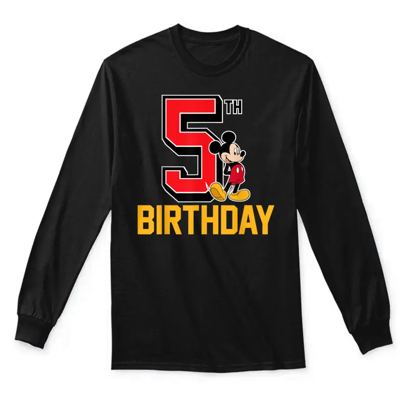 Disney Mickey Mouse My 5Th Birthday Unisex Long Sleeve T-Shirt
